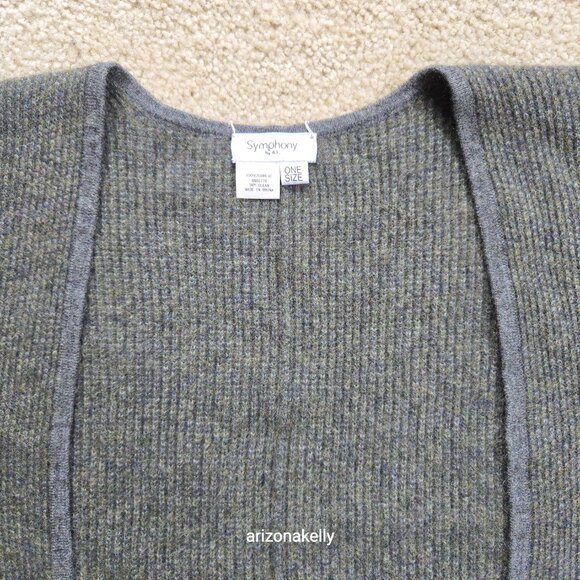 {{{Thick}}} Cashmere Wrap Birdseye Knit Green/Grey Symphony - Picture 7 of 16